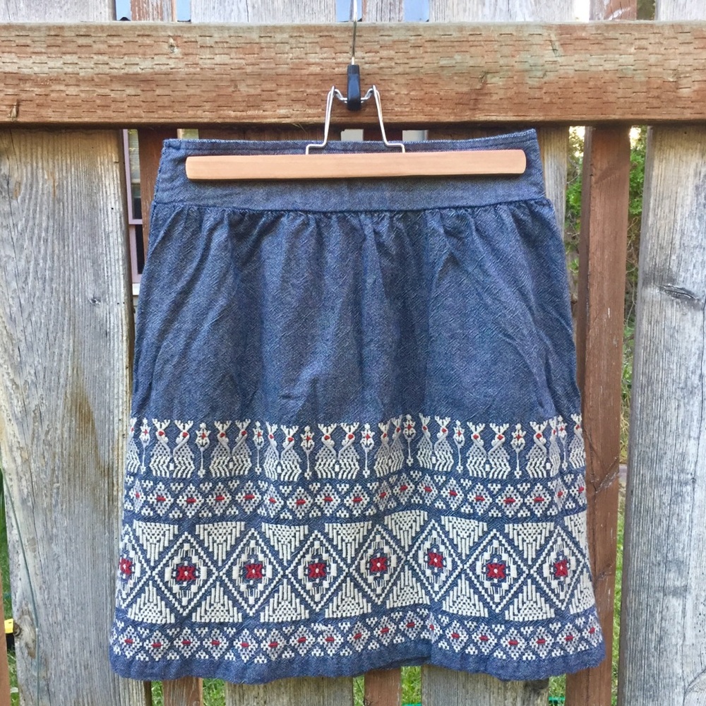 Nordic detail jean skirt